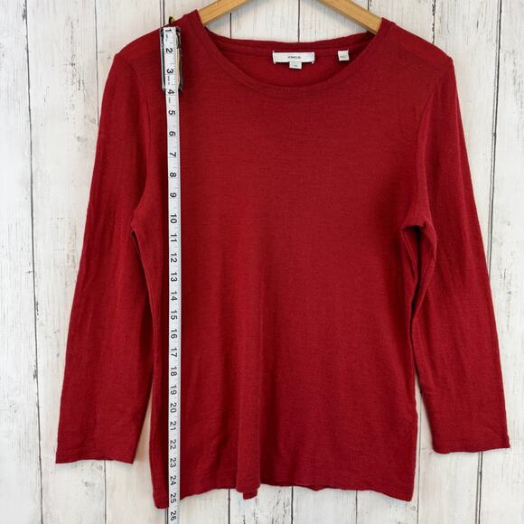 Vince Red Wool Essential Slim Bracelet Sleeve Crew Neck Sweater Pullover Large - Picture 12 of 14